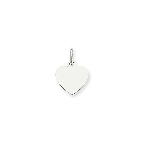 Engraveable Heart Pendant Custom Name Disc Charm Fashion 14K White Gold 